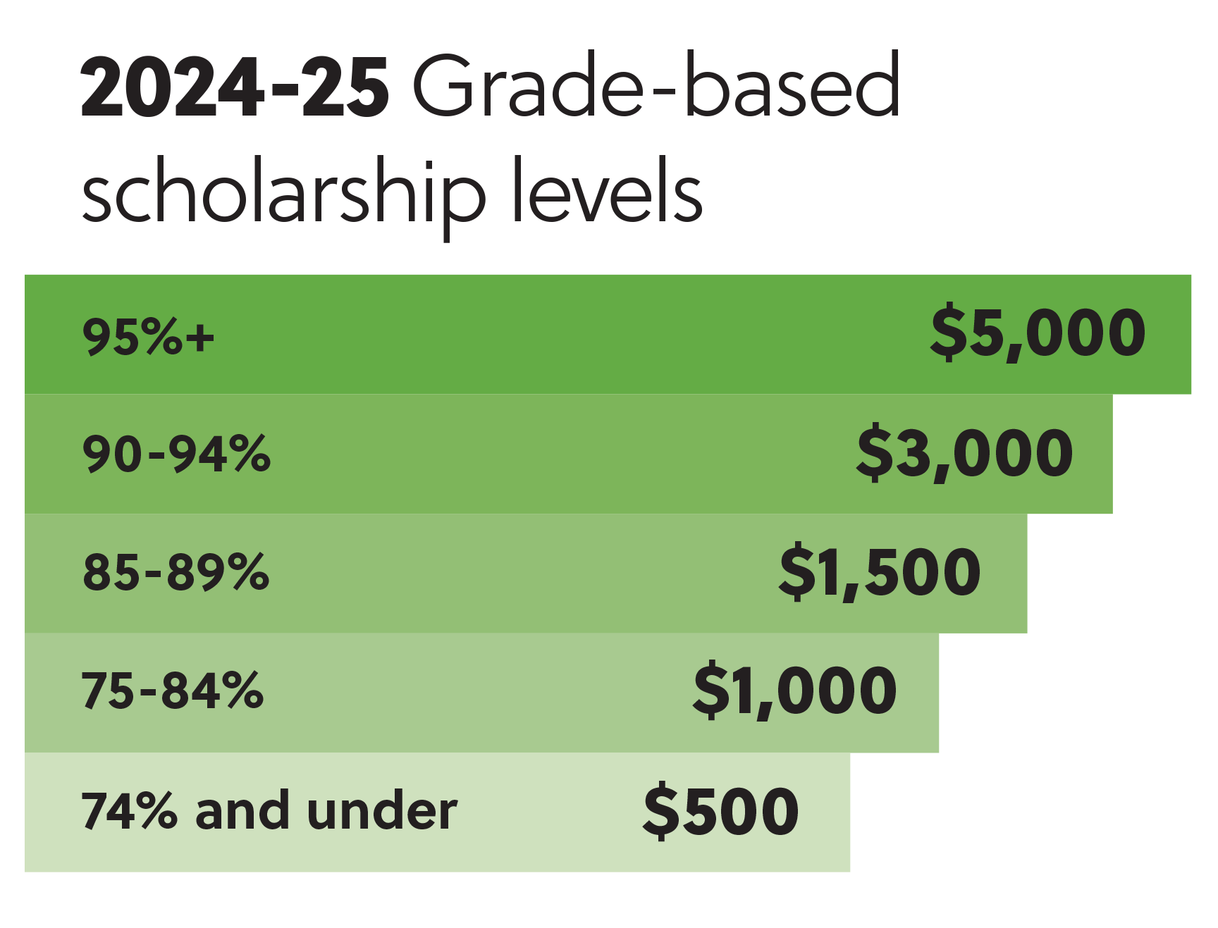 Scholarship levels graphic