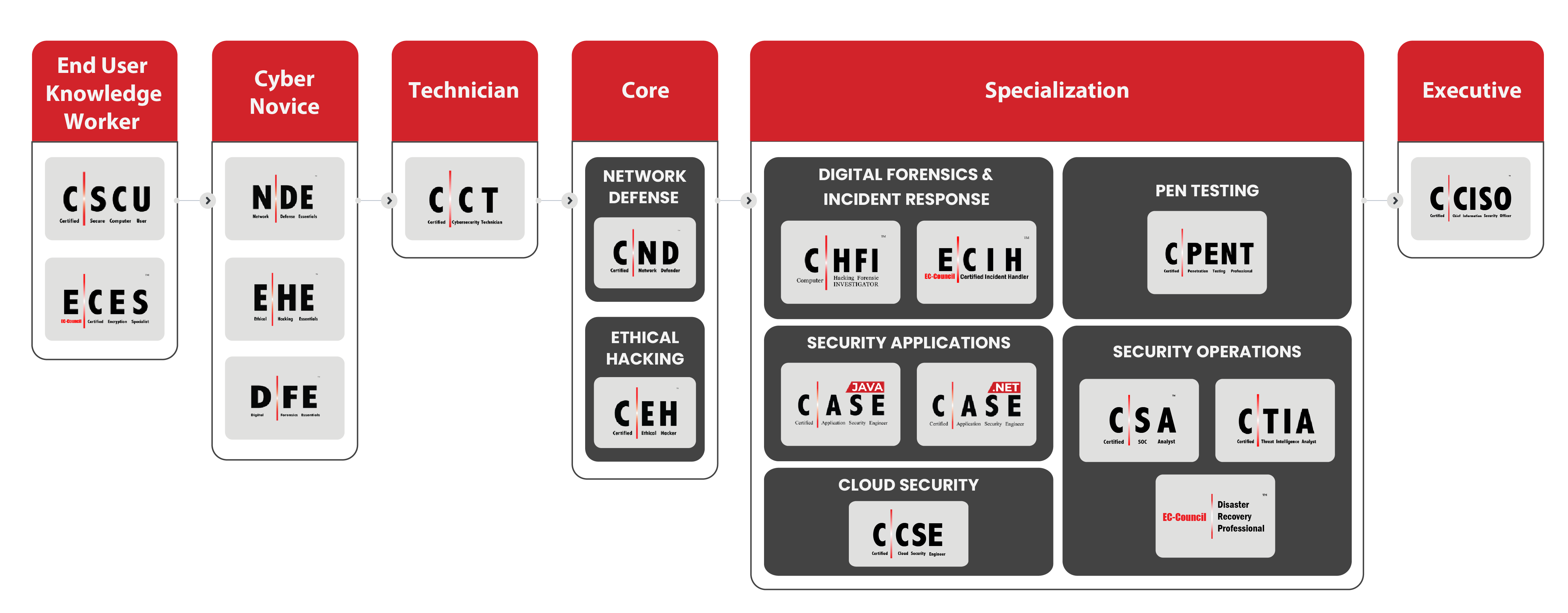 Cybersecurity certification track infographic